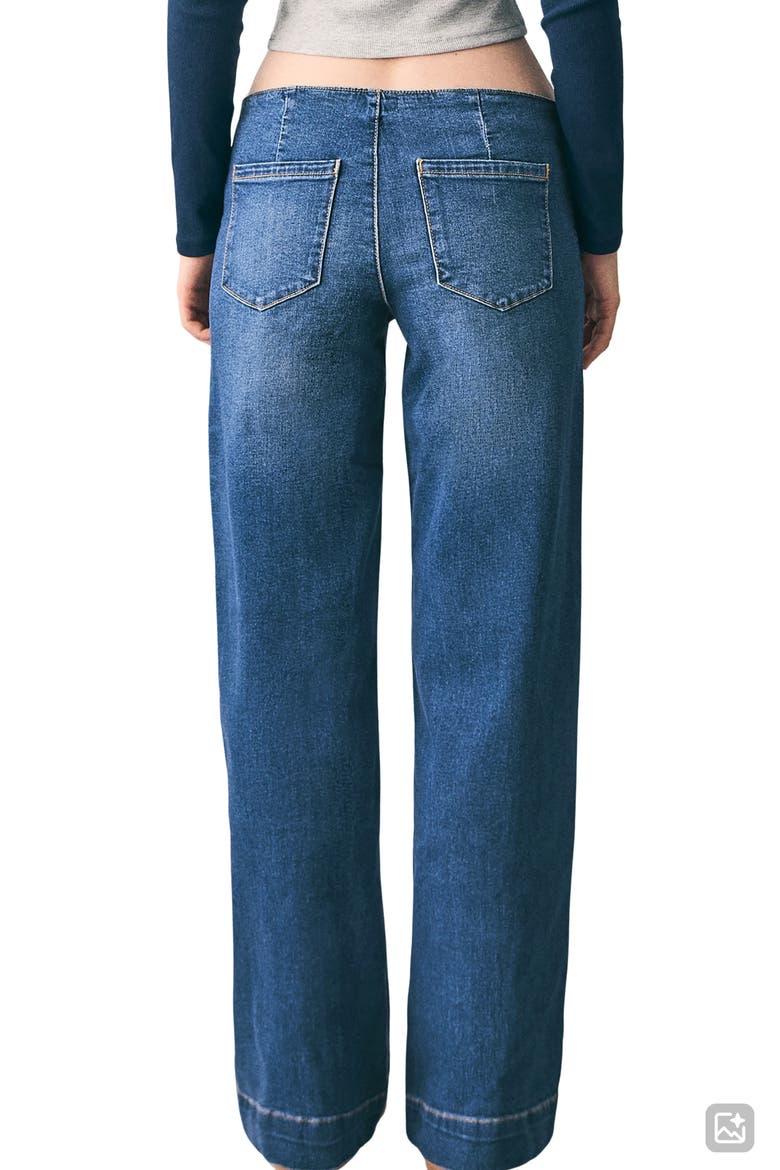 Low Rise Stud Wide Leg Jeans, Alternate, color, DARK BLUE
