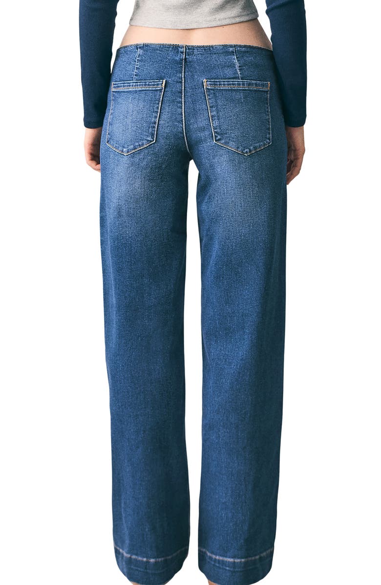 MANGO TEEN Low Rise Stud Wide Leg Jeans, Alternate, color, Dark Blue