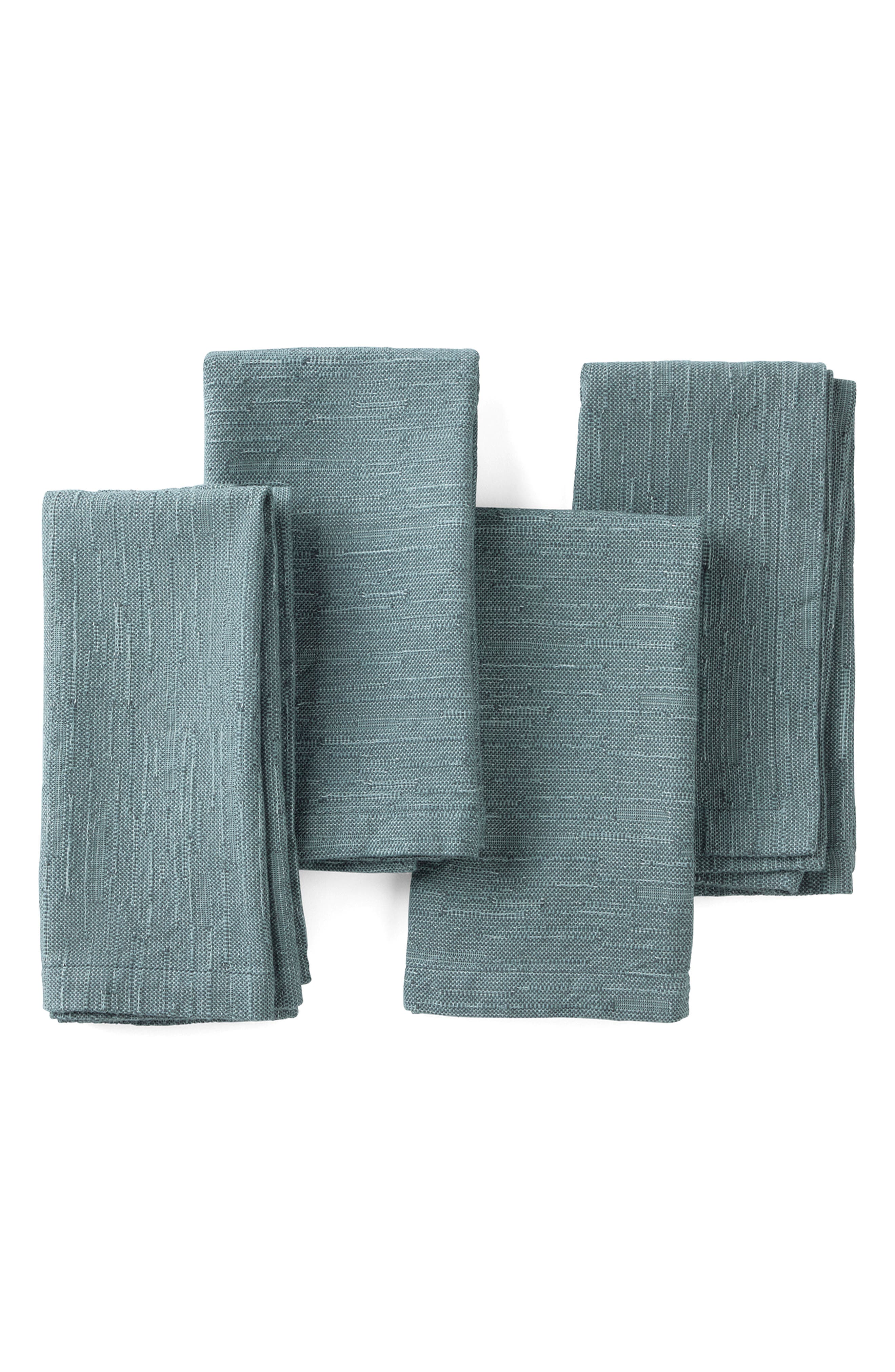 Coyuchi Toro Canyon Set of 4 Textured Organic Cotton Napkins in Marine 