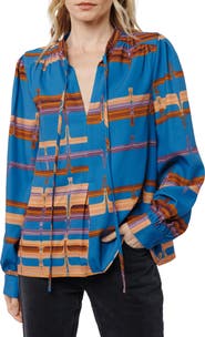 CIEBON Gina Mod Print Split Neck Top