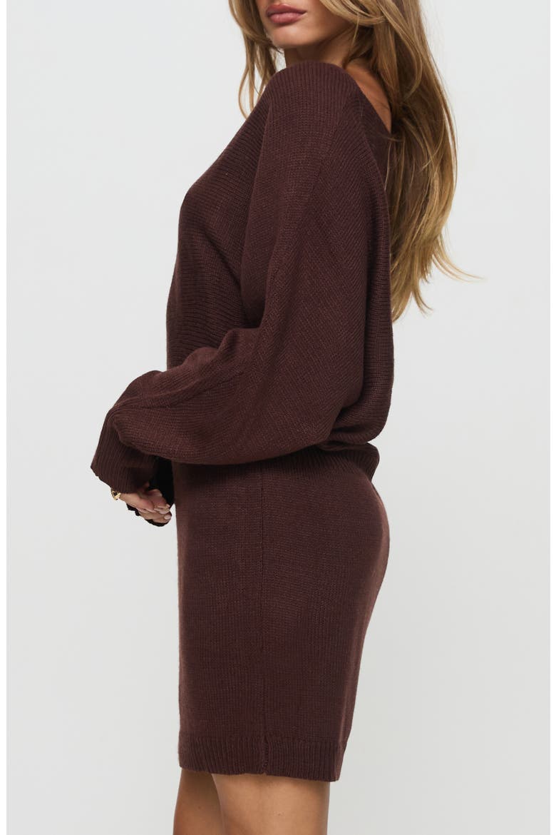Bellamie Long Sleeve Sweater Minidress, Alternate, color, CHOCOLATE