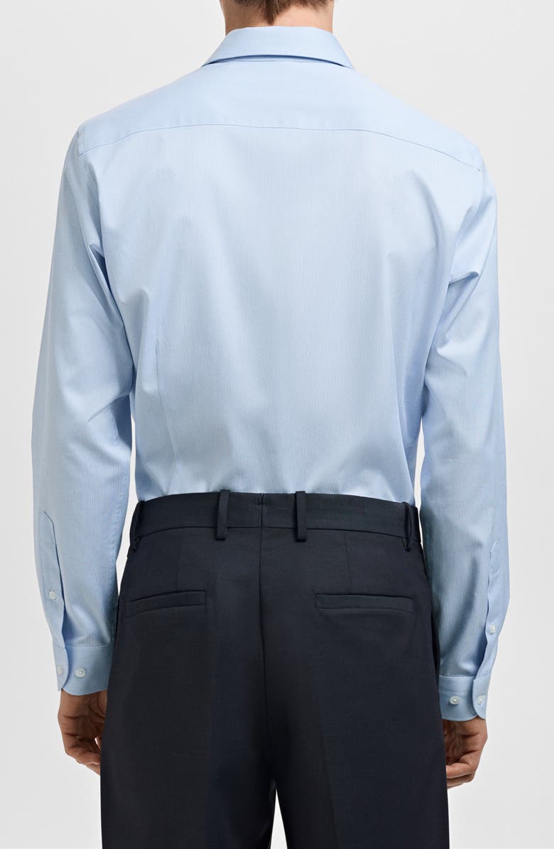 MANGO Slim Fit Pinstripe Button-Up Shirt, Alternate, color, Sky Blue