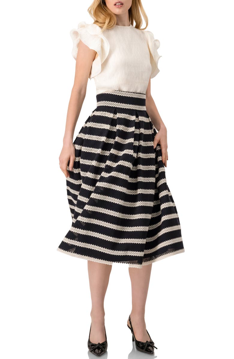 IVONNE Ruffled Sleeve Textured Blouse, Alternate, color, Natural