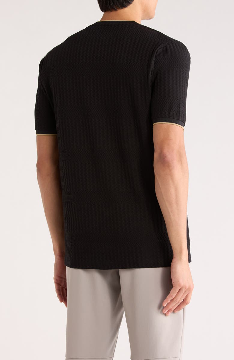 DENIM AND FLOWER Textured Geo Crewneck T-Shirt, Alternate, color, Black