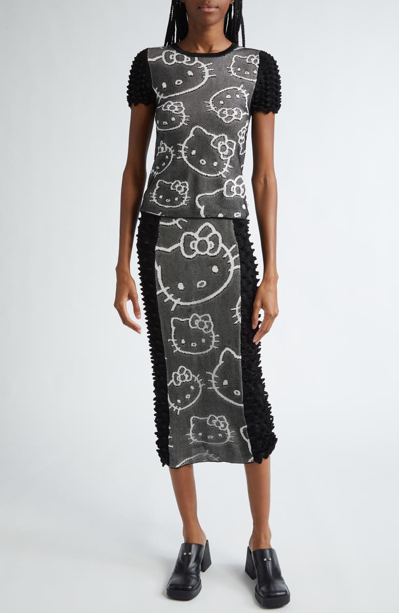 CHET LO x Sanrio Hello Kitty<sup>®</sup> Spike Knit Short Sleeve Sweater, Alternate, color, Black/ White