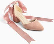 Forever & Always Shoes Fiona Low Block Heels with Ribbon