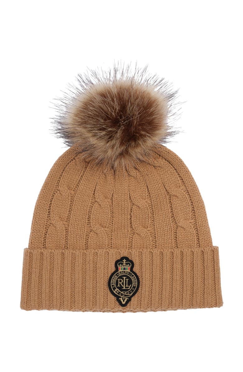 Lauren Ralph Lauren Cable Crest Patch Hat, Main, color, Classic Camel