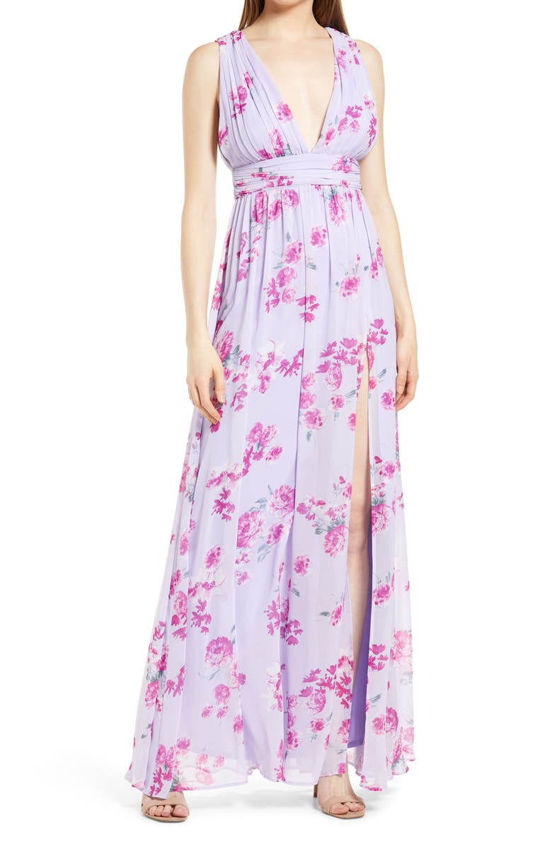 Lulus Heavenly Hues Floral Evening Gown, Main, color,