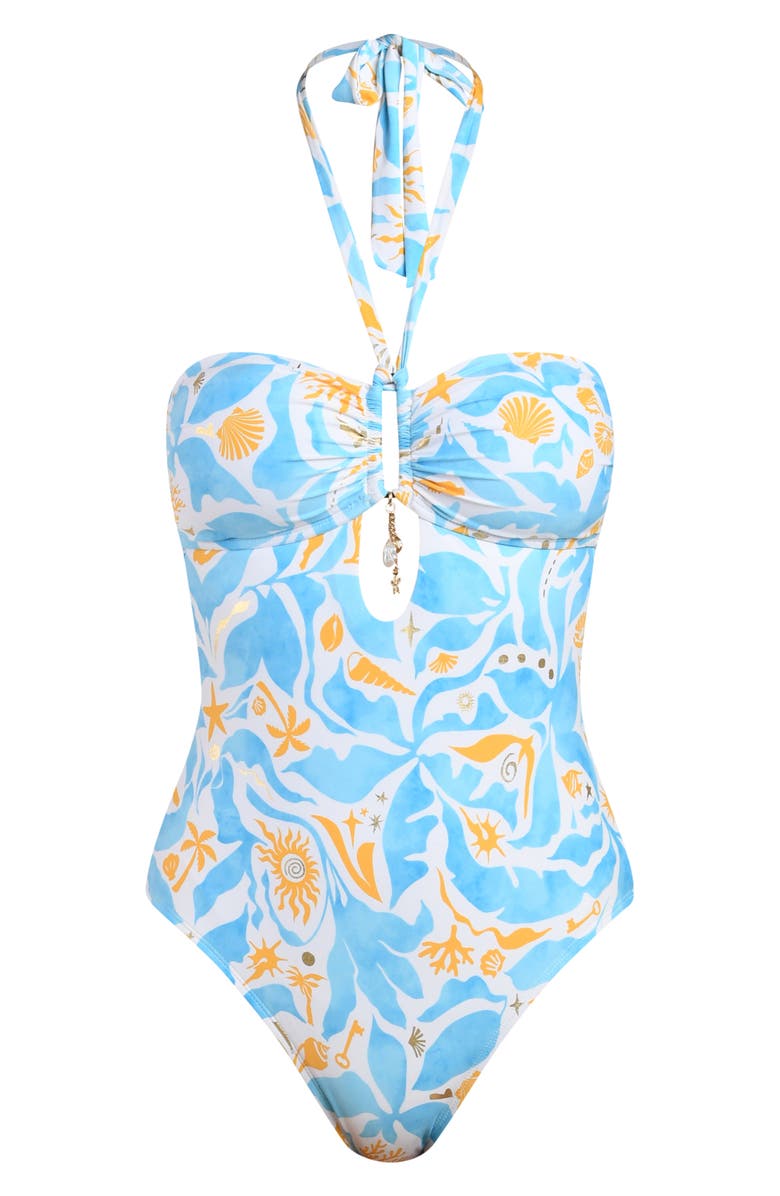 La Blanca Trinket Keyhole One-Piece Swimsuit, Alternate, color, Sky