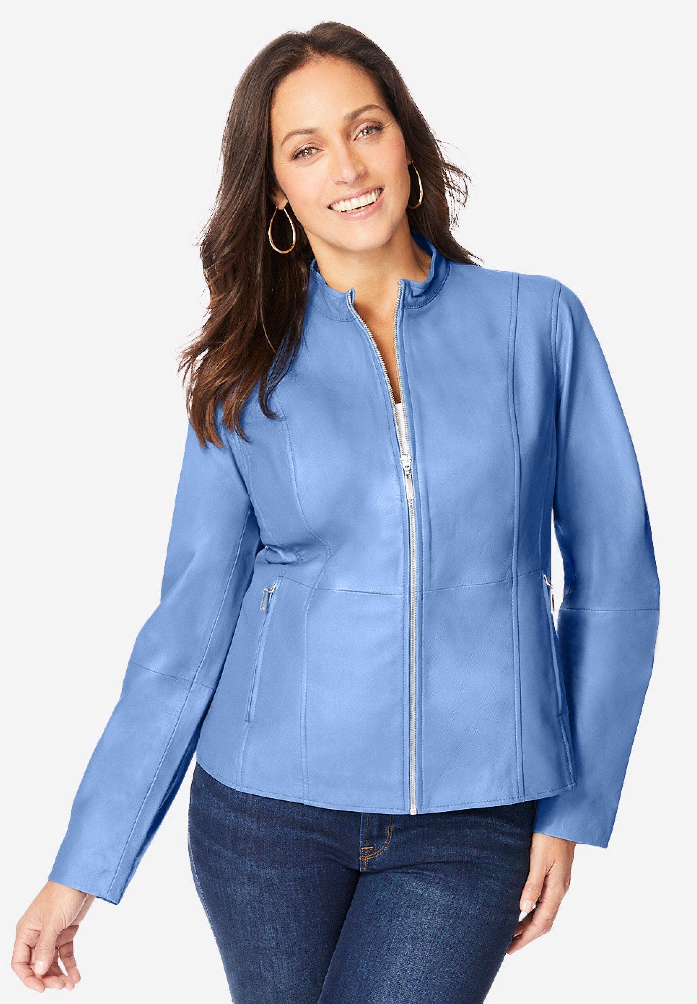 Jessica London Zip Front Leather Jacket — фото 6