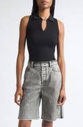 DIESEL® Lilita Sleeveless Rib Recycled Silk & Organic Cotton Polo Sweater