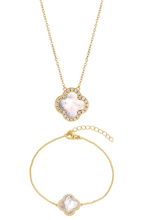 Mother-of-Pearl & Cubic Zirconia 2-Piece Jewelry Set