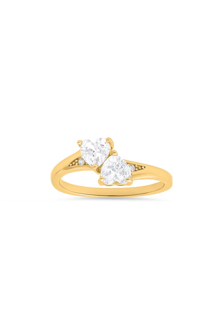 Cubic Zirconia Double Heart Ring, Main, color, GOLD