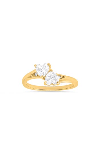 Queen Jewels Cubic Zirconia Double Heart Ring In Gold