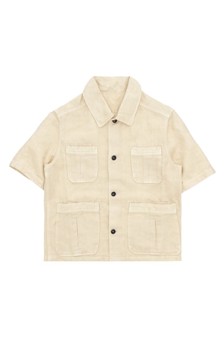 Fortela Bohem Safari Short Sleeve Linen Shirt, Main, color, Milk