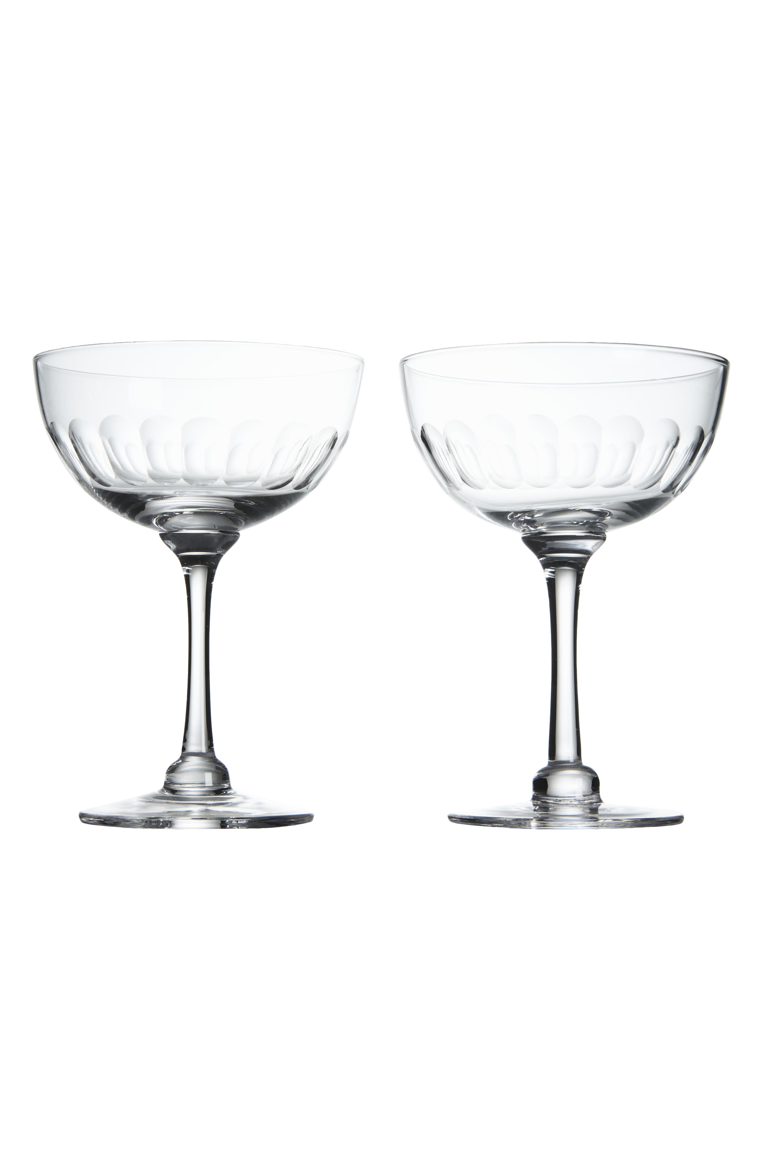 The Vintage List Set of 2 Crystal Champagne Saucers in Lens 
