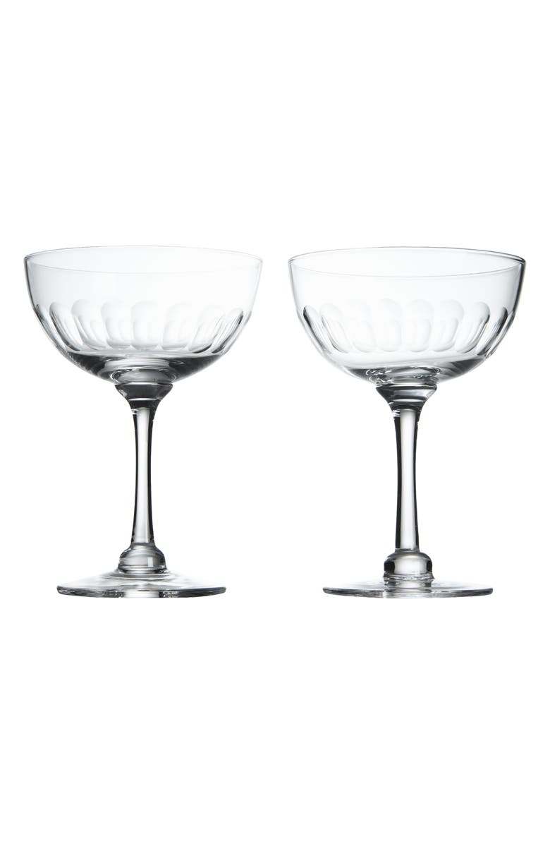The Vintage List Set of 2 Crystal Champagne Saucers, Main, color, Lens