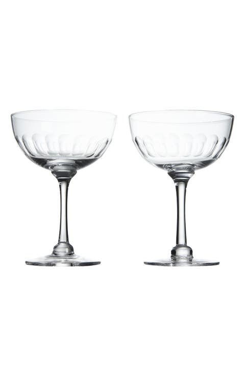 Set of 2 Crystal Champagne Saucers