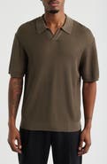 Open Edit Diagonal Stitch Short Sleeve Polo Sweater