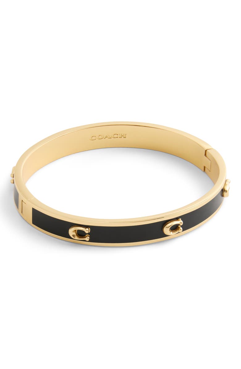 COACH Enamel C Hinge Bracelet, Alternate, color, Black/ Gold