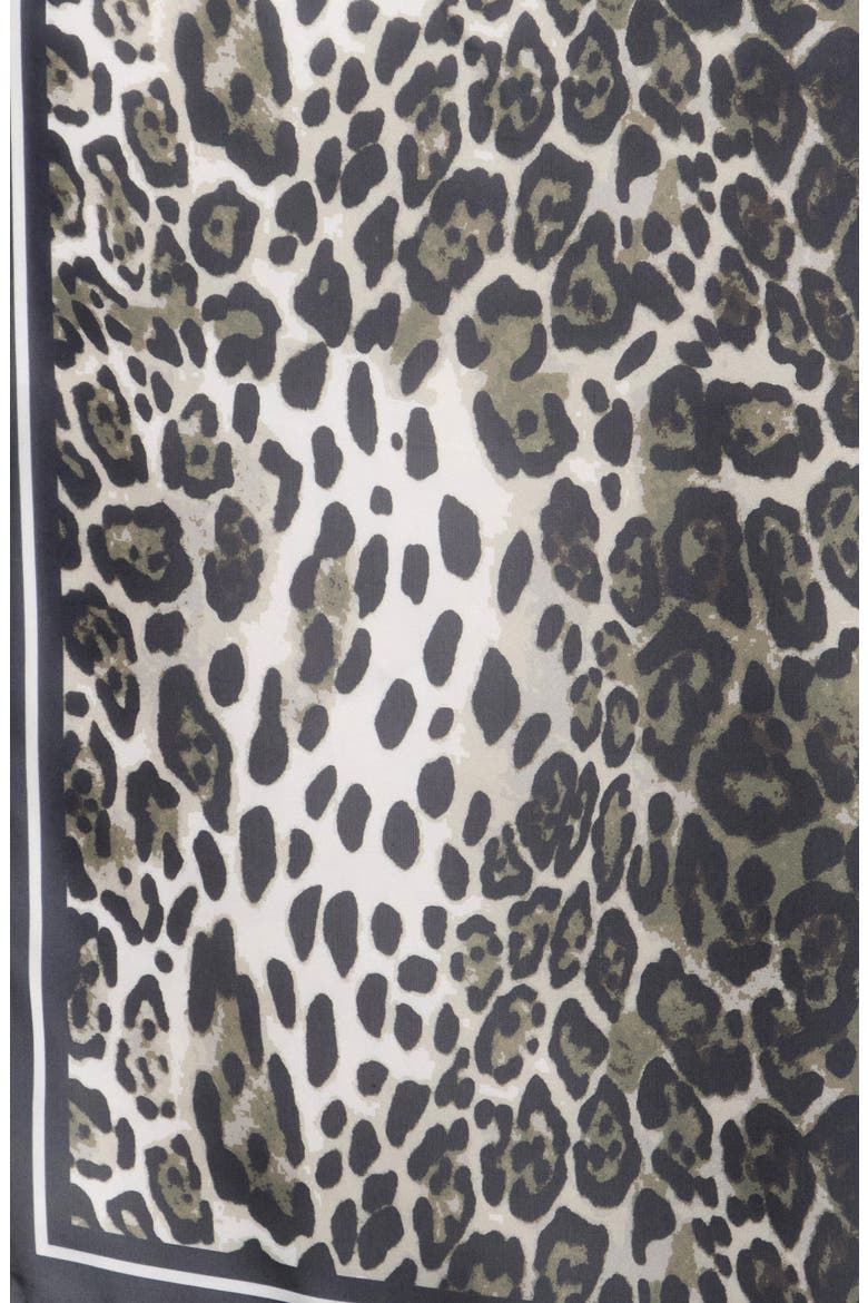 Leopard Border Square Scarf, Alternate, color, CHARCOAL