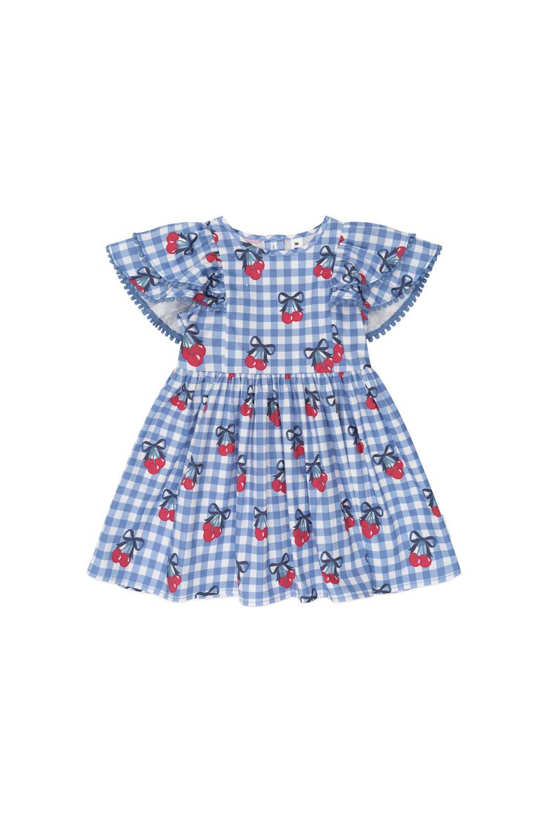 Cherry Gingham Frill Dress, Main, color, Bijou Blue Check