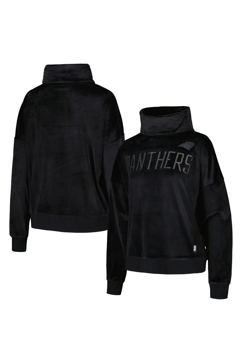 Women's DKNY Sport  Black Carolina Panthers Deliliah Rhinestone Funnel Neck Pullover Sweatshirt, Alternate, color, Black