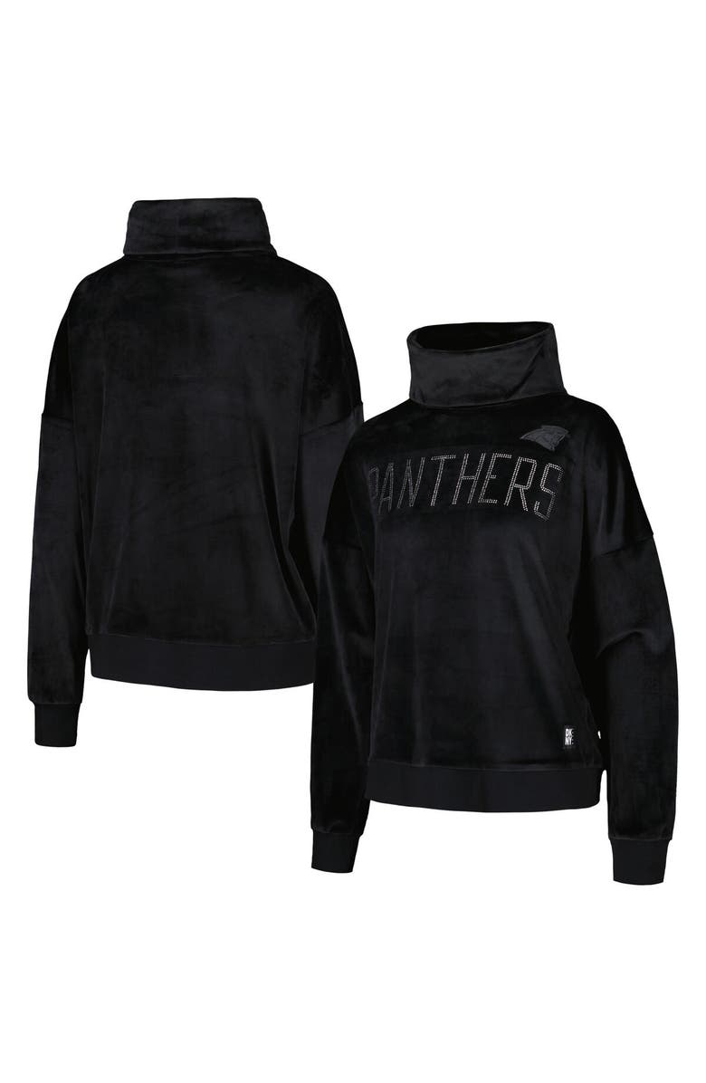 DKNY SPORT Women's DKNY Sport  Black Carolina Panthers Deliliah Rhinestone Funnel Neck Pullover Sweatshirt, Alternate, color, Black