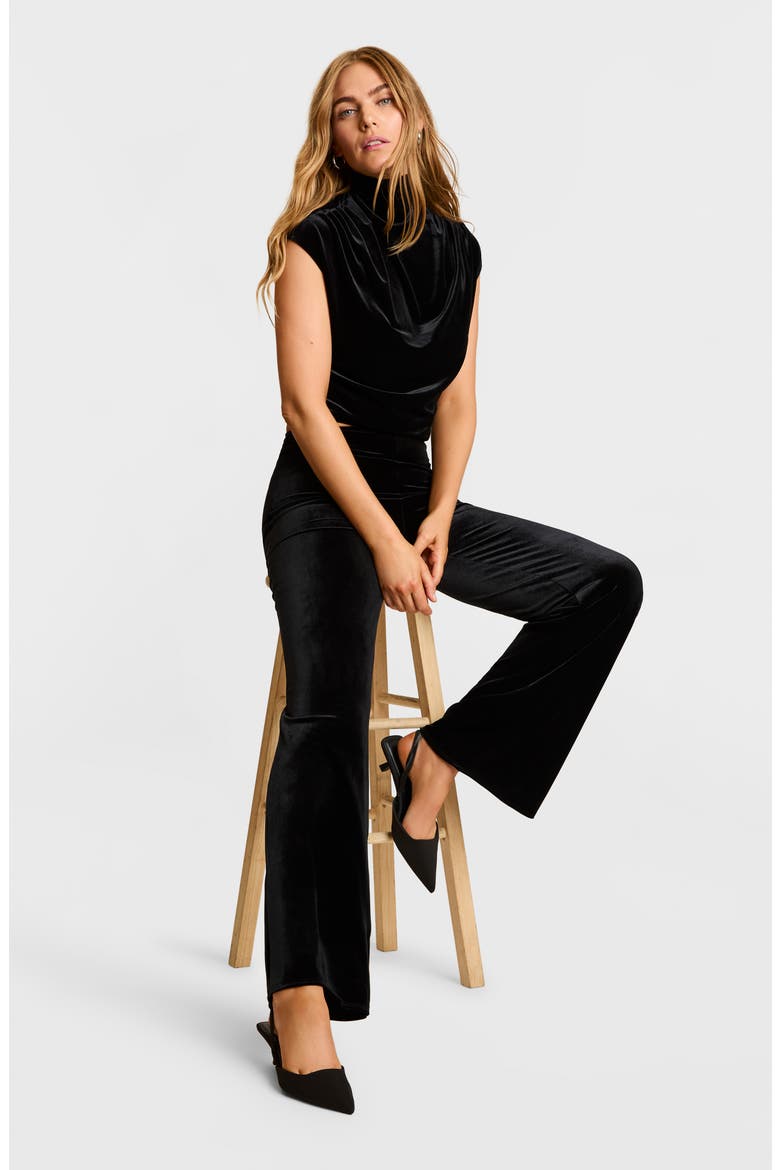 Velvet Wide Leg Pants, Alternate, color, BLACK