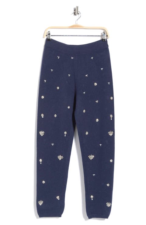 Kandace Crystal Embellished Wool Blend Knit Joggers