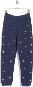 Simkhai Kandace Crystal Embellished Wool Blend Knit Joggers