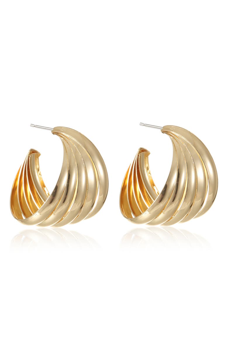 Ettika Lines Medium Hoop Earrings, Alternate, color, Gold