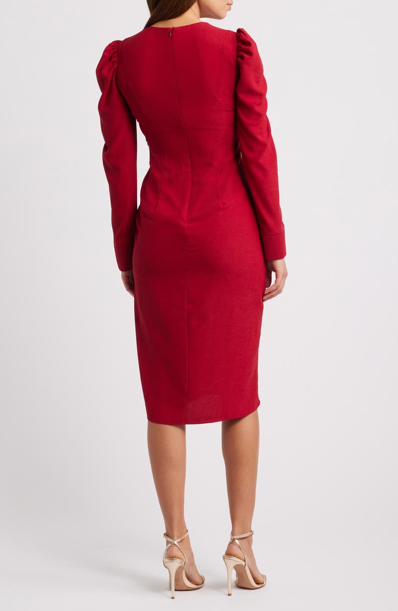 Julia Jordan Side Ruched Long Sleeve Midi Dress, Alternate, color, Red