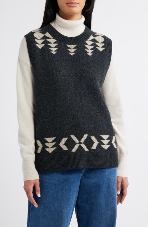 Pendleton Relaxed Wool Sweater Vest in Black/Irish Cream 