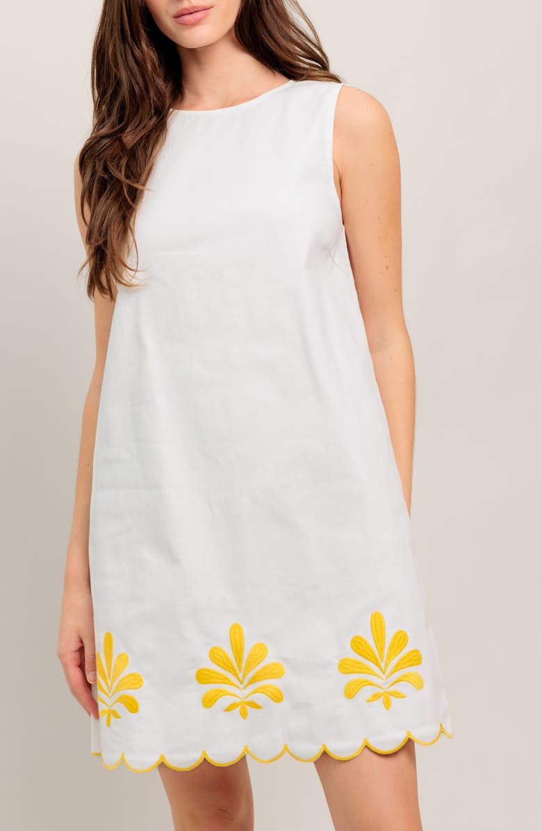 FLYING TOMATO Embroidered Sleeveless Shift Dress, Alternate, color, Off White