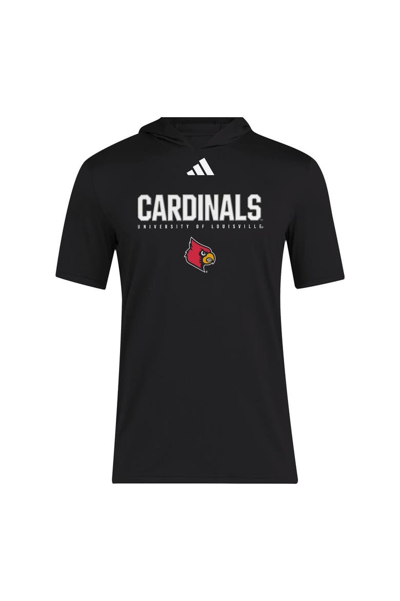 Men's adidas Black Louisville Cardinals 2025 AREOREADY Sideline Training Hooded T-Shirt, Alternate, color, Black
