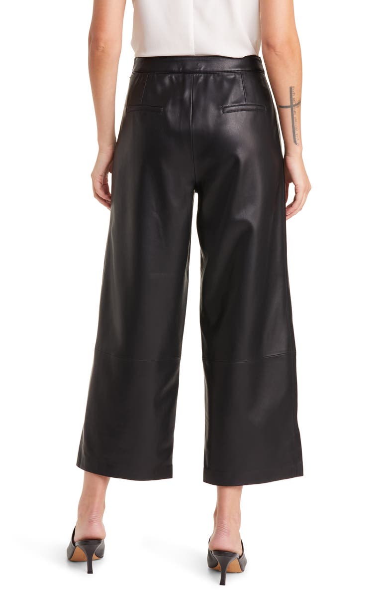 KOBI HALPERIN Bernie Faux Leather Wide Leg Crop Pants, Alternate, color, Black