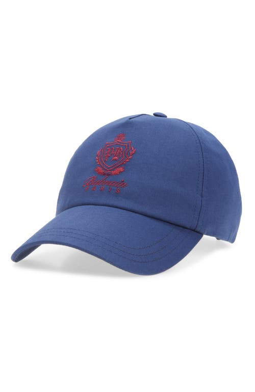 Balmain College Emblem Embroidered Adjustable Cotton Baseball Cap In Blue