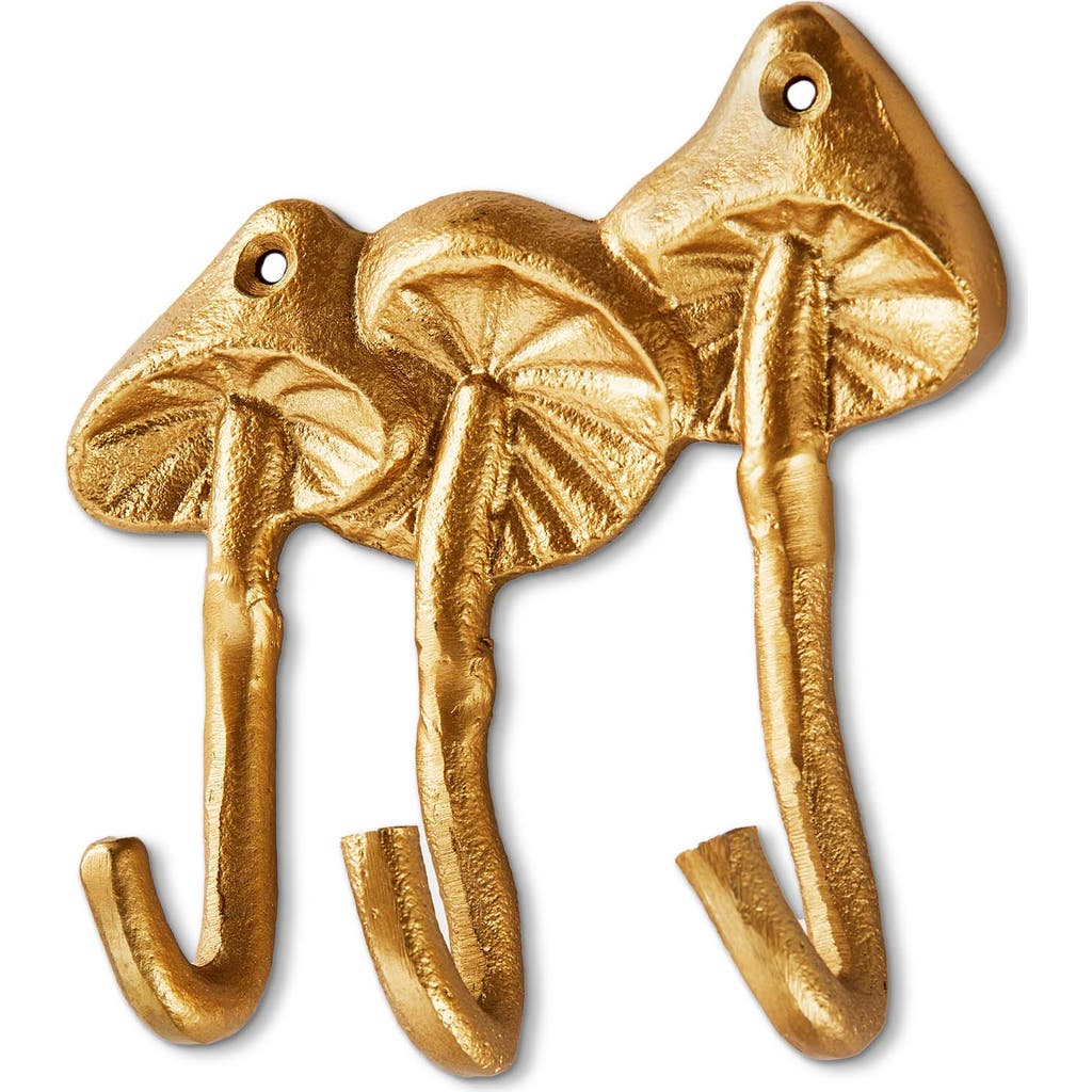 Tag Antique Brass Gold Mushroom Wall Hook