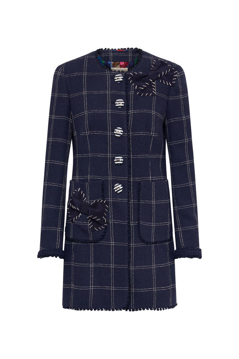 Boucl Jacket With Application, Main, color, Navy