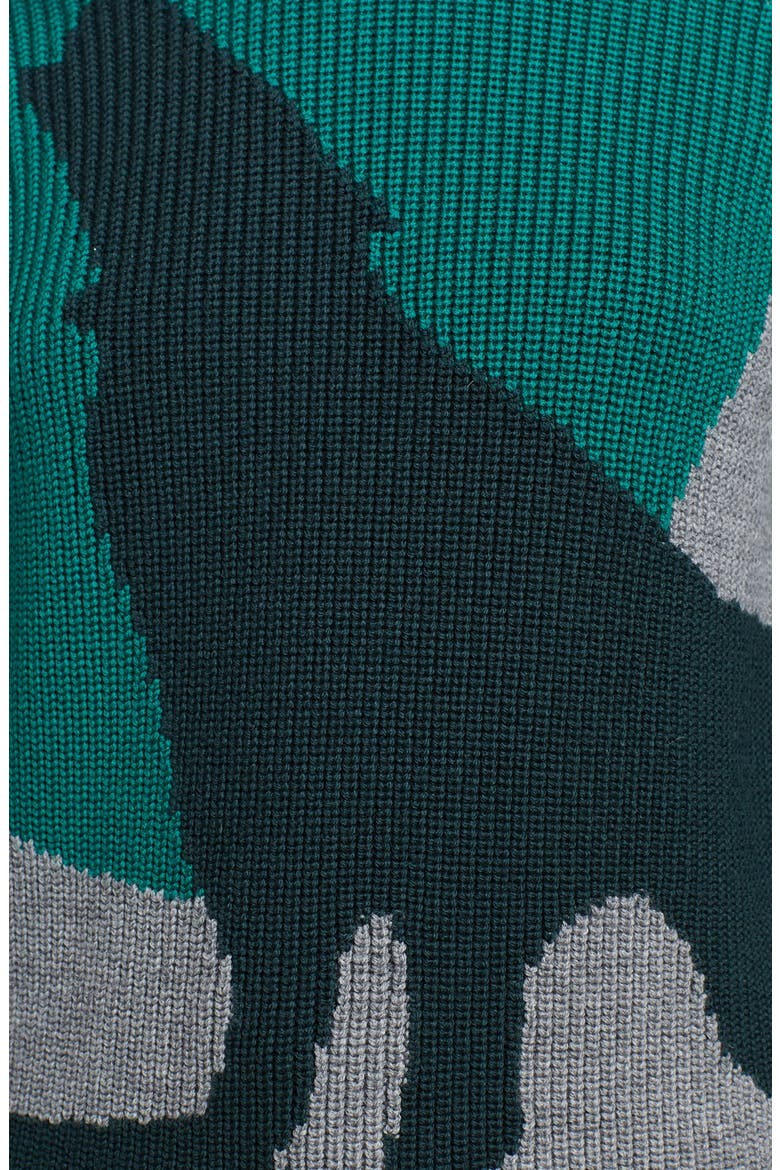 'Green Moon Wolf' Intarsia Knit Sweater, Alternate, color, GREEN