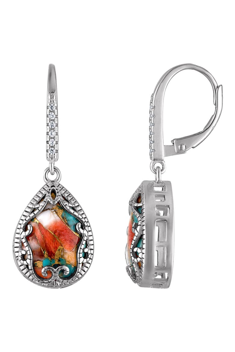 Sterling Silver Turquoise Drop Earrings, Main, color, WHITE