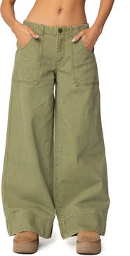 EDIKTED Vivienne Low Rise Baggy Twill Pants