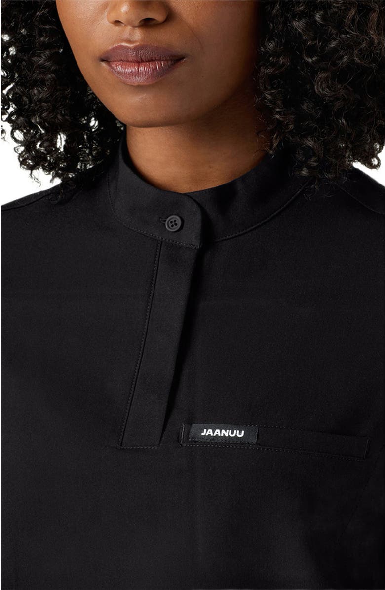 JAANUU Savi Women's 1-Pocket Classic Banded Collar Scrub Top, Alternate, color, Black