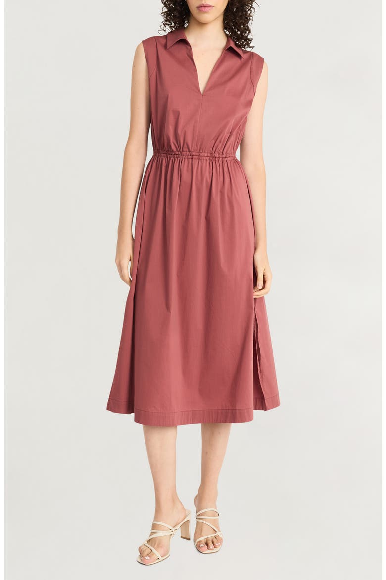 Collared Cutout Midi Dress, Main, color, APPLE BUTTER