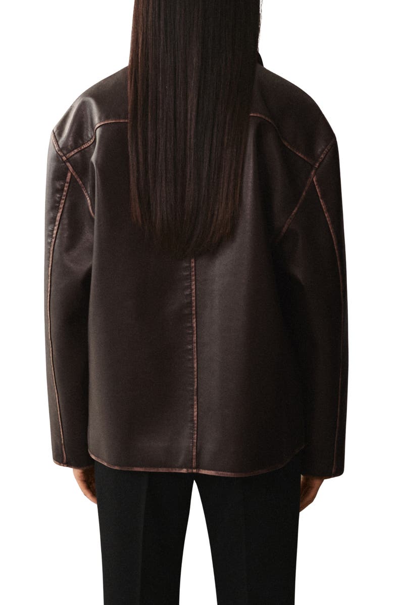 MANGO Oversize Faux Leather Jacket, Alternate, color,