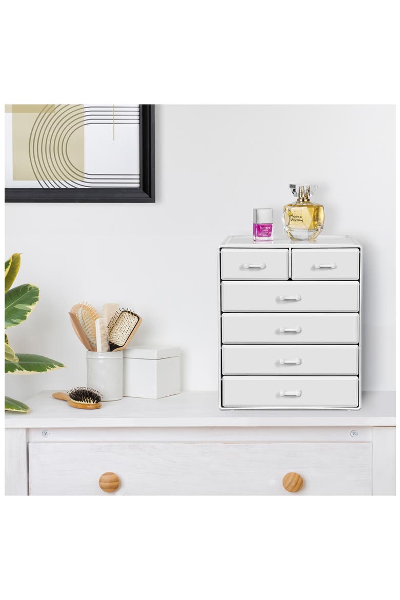 Large 6 Drawer Makeup Case, Alternate, color, WHITE