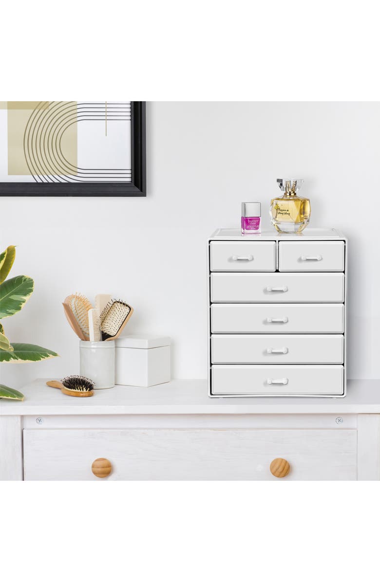 SORBUS Large 6 Drawer Makeup Case, Alternate, color, White