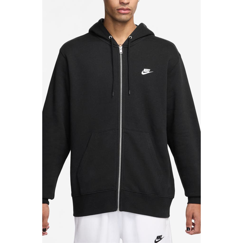 Nike Club Fleece Zip Hoodie In Black