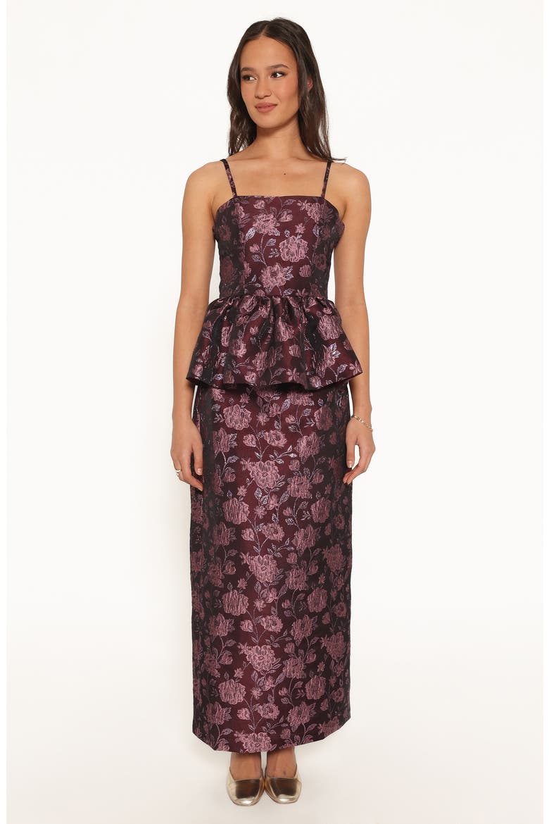 Allegro Floral Brocade Peplum Top, Alternate, color, PLUM BROCADE